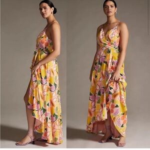 Anthropologie‎ HUTCH Tropical Fruit Maxi Wrap Dress XL